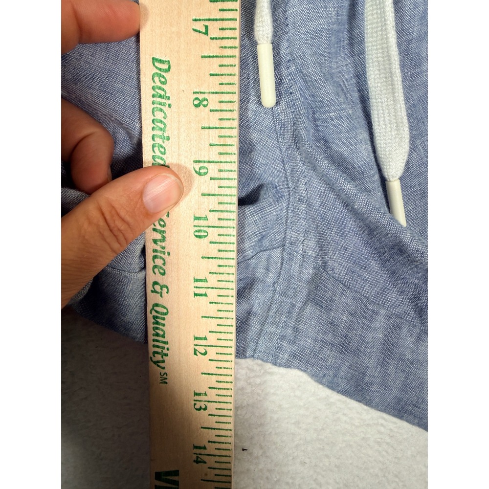 Orvis Linen Blend Pants Drawstring Light Blue Chambray Straight Leg Women Large - Picture 9 of 13
